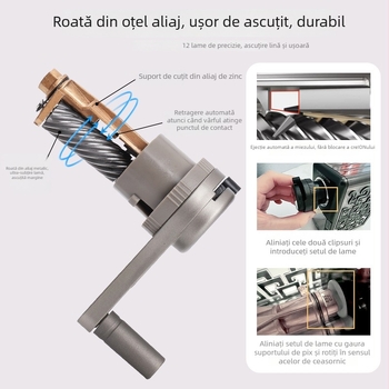 Femili Ascuțitoare de creion în stil antic pentru copii și elevi, manuală, plastic, formă geometrică, greutate 422 g