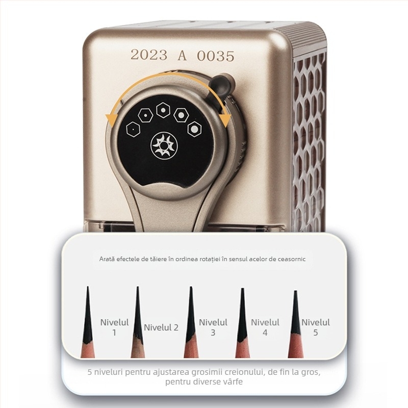 Femili Ascuțitoare de creion în stil antic pentru copii și elevi, manuală, plastic, formă geometrică, greutate 422 g