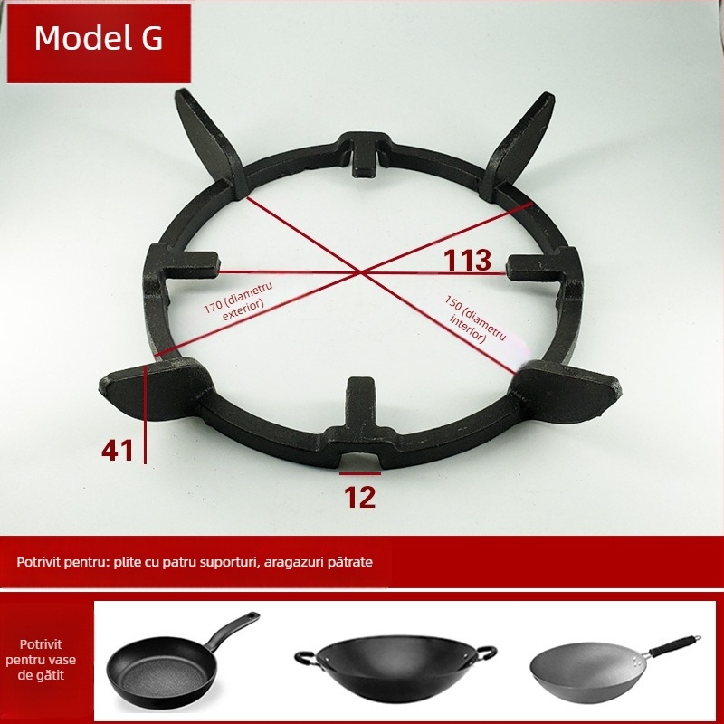 Suport pentru aragaz din fontă marca Leyi, cu suport antiderapant pentru oale mici, model ZHUTIE, fără montaj, greutate netă 0,4 kg