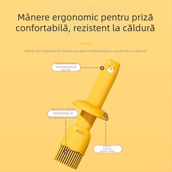 Perie de grătar din silicon cu recipient de ulei încorporat, rezistentă la temperaturi înalte, instrument de bucătărie alimentară