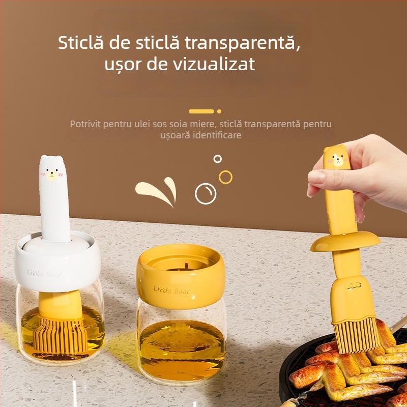 Perie de grătar din silicon cu recipient de ulei încorporat, rezistentă la temperaturi înalte, instrument de bucătărie alimentară