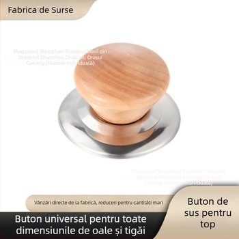 Capac de oală din lemn masiv cu buton din lemn, Protecție împotriva arderii, Accesorii bucătărie, Shenghan
