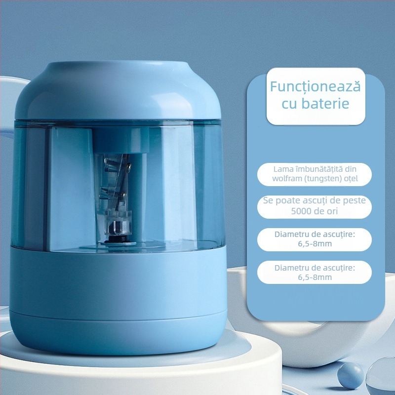 Ascuțitor electric de creioane, Deli, model 68665686706866968658a, corp din plastic, trei viteze: gros/mediu/fin