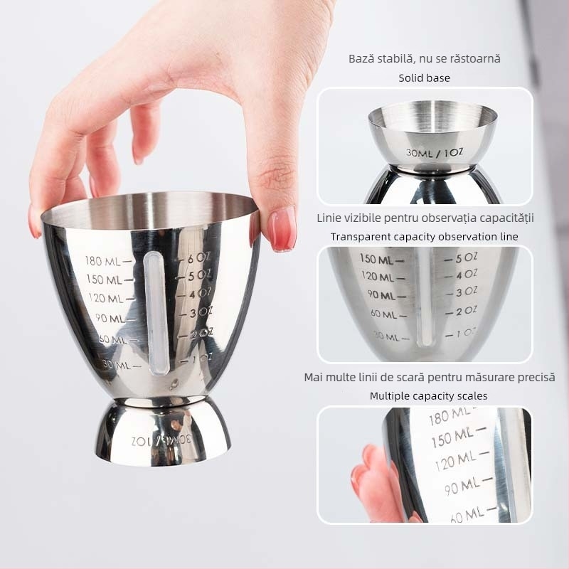 Cană de măsurat din oțel inoxidabil, în formă de ou, cu scară, BINLUO, 80 g