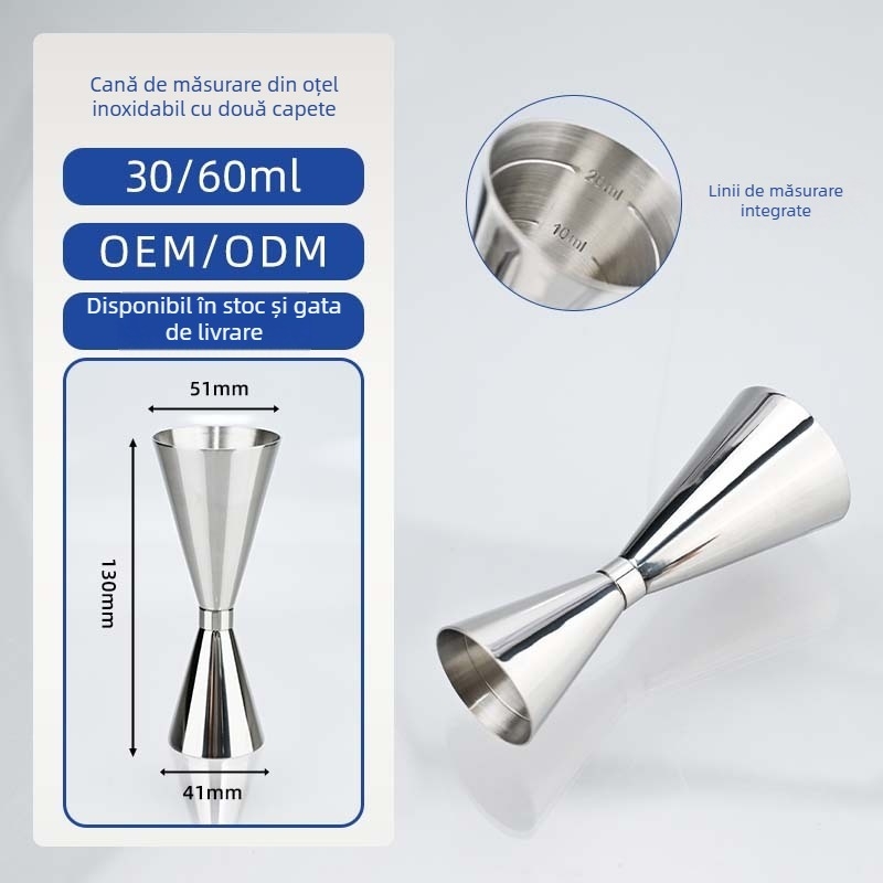 Cană de măsurat din oțel inoxidabil, în formă de ou, cu scară, BINLUO, 80 g