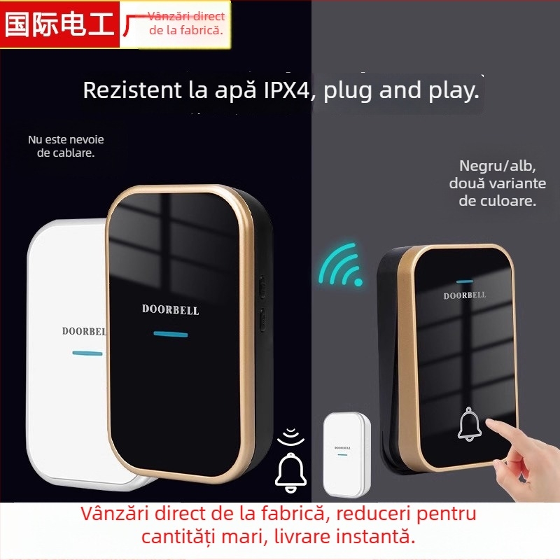 Sonerie fără fir pentru casă – auto-generatoare, fără baterie, impermeabilă, rază ultra-lungă pentru seniori, 110-220V