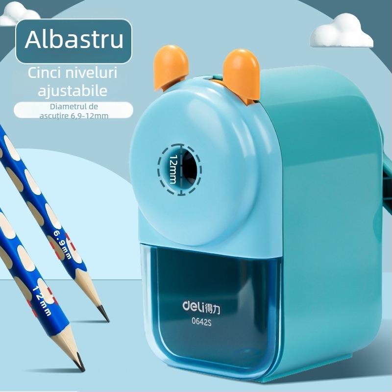 Deli 0642S ascuțitor de creioane – manual, plastic, design geometric, unisex