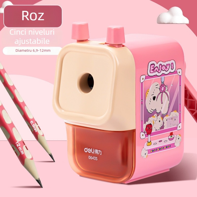 Deli 0642S ascuțitor de creioane – manual, plastic, design geometric, unisex