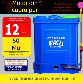 Spray electric de tip rucsac pentru agricultură, presiune înaltă, baterie litiu-ion (Brand: Powerful Factory; Dimensiuni: vezi detalii; Scop: Protecția plantelor)