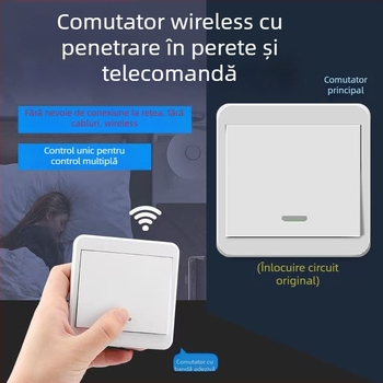 Întrerupător wireless pentru iluminare 220V, control dual, panou autoadeziv (fără cablare)
