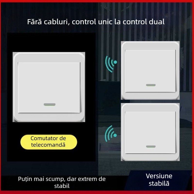 Întrerupător wireless pentru iluminare 220V, control dual, panou autoadeziv (fără cablare)