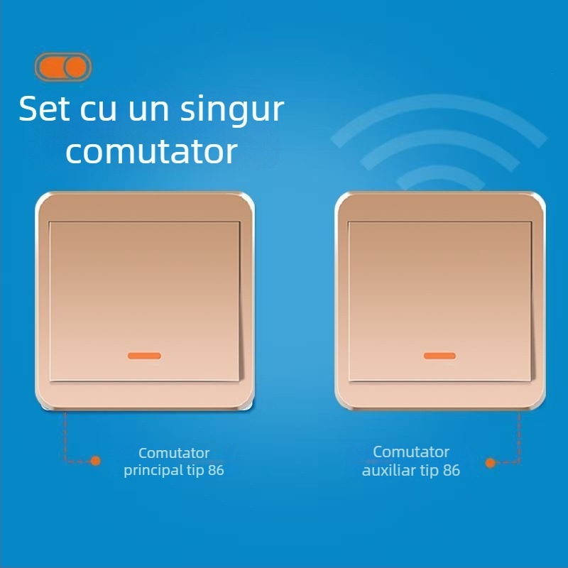 Întrerupător wireless pentru iluminare 220V, control dual, panou autoadeziv (fără cablare)