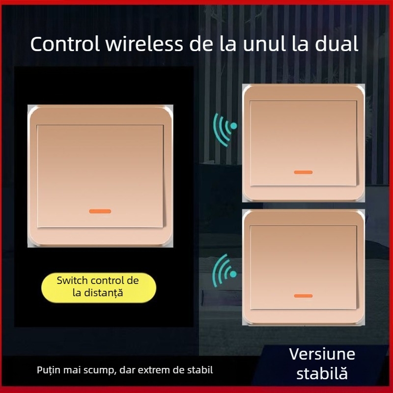 Întrerupător wireless pentru iluminare 220V, control dual, panou autoadeziv (fără cablare)