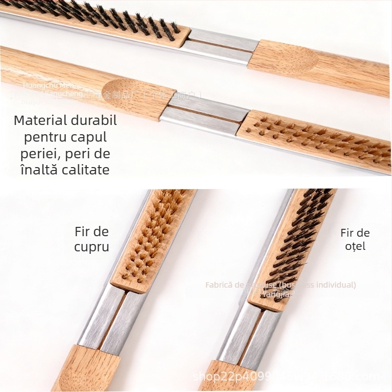 Perie de curățare pentru grătar, sârma de cupru, mâner din lemn — Star chef