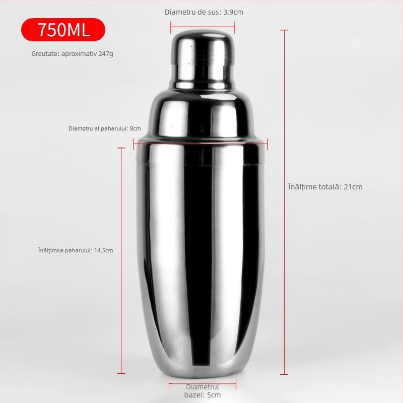 Shaker pentru cocktail din oțel inoxidabil întărit 304, stil modern minimalist, model xhy666, brand Xiao Zhang