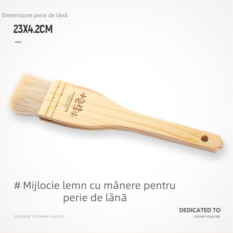 Perie pentru grătar cu peri 40% lână + 60% fibră, mâner din lemn, pachet 400, stil Nou Chinezesc
