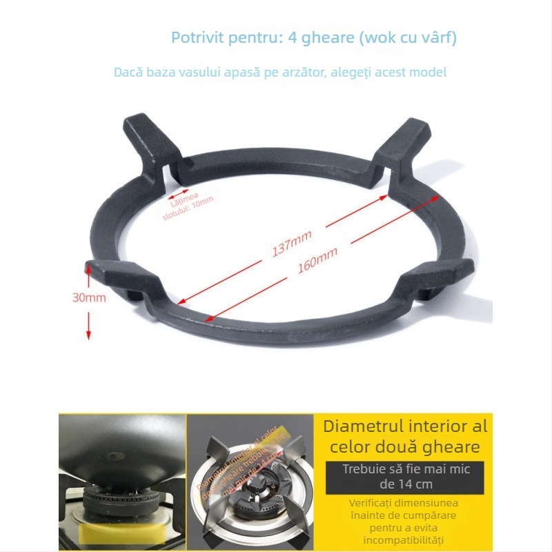 Suport din oțel inoxidabil pentru aragaz, suport pentru wok și oală de lapte, anti-derapant, design universal cu patru sau cinci gheare