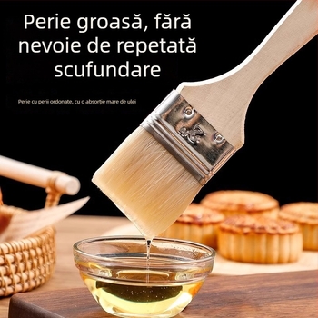 Perie BBQ cu peri PP și mâner din lemn, de calitate alimentară și rezistentă la temperaturi înalte