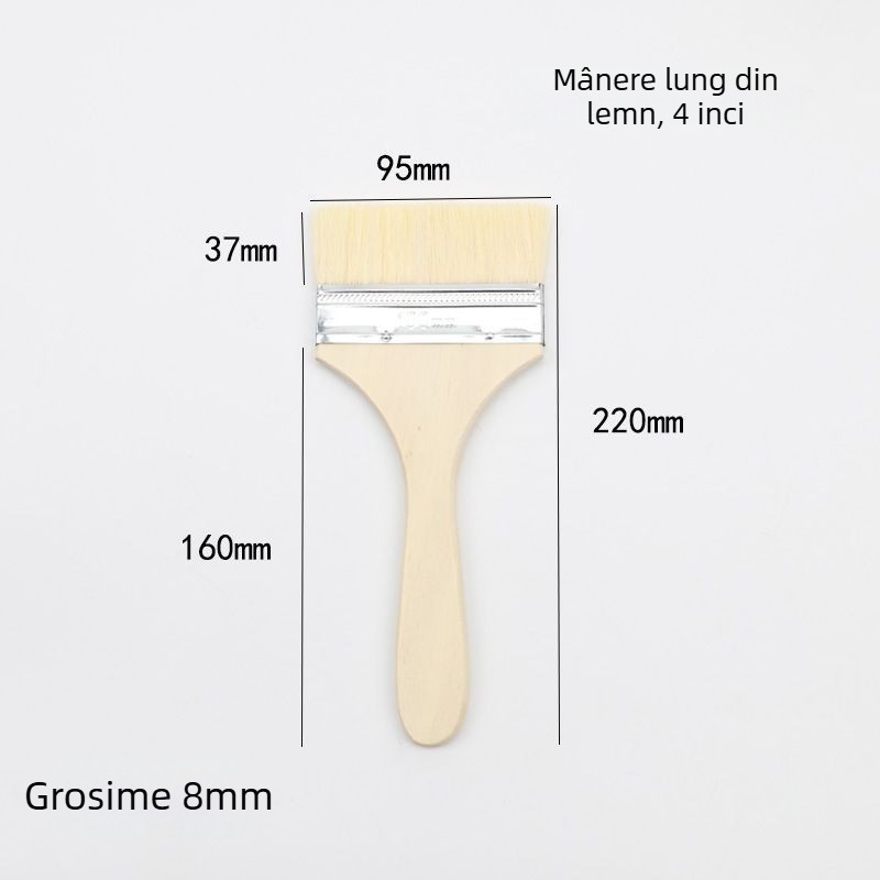 Perie BBQ cu peri PP și mâner din lemn, de calitate alimentară și rezistentă la temperaturi înalte