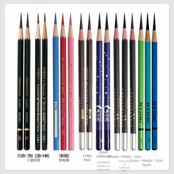 DAV V5V6 ascuțitor de creioane pentru studenții la artă – manual, din plastic, stil geometric, pentru creioane grafit și cărbune