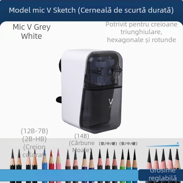 DAV V5V6 ascuțitor de creioane pentru studenții la artă – manual, din plastic, stil geometric, pentru creioane grafit și cărbune