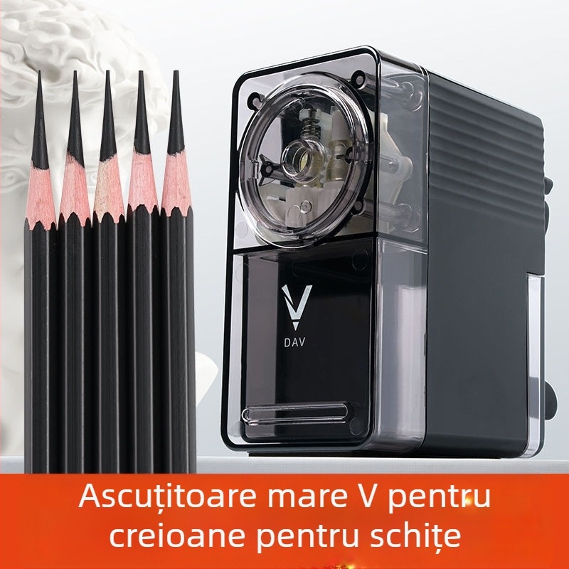 DAV V5V6 ascuțitor de creioane pentru studenții la artă – manual, din plastic, stil geometric, pentru creioane grafit și cărbune