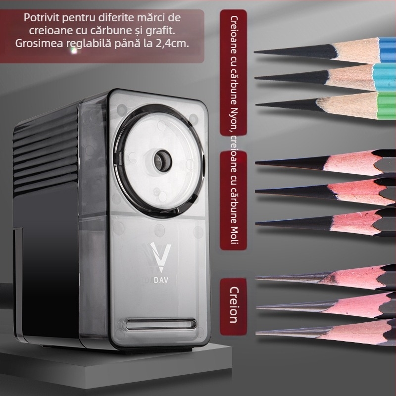 DAV V5V6 ascuțitor de creioane pentru studenții la artă – manual, din plastic, stil geometric, pentru creioane grafit și cărbune