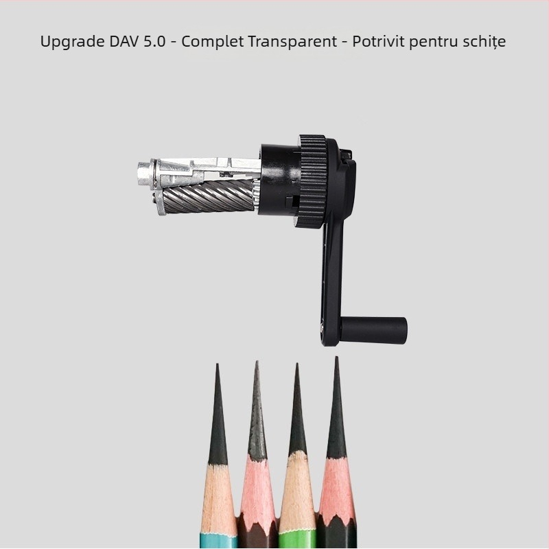 DAV V5V6 ascuțitor de creioane pentru studenții la artă – manual, din plastic, stil geometric, pentru creioane grafit și cărbune