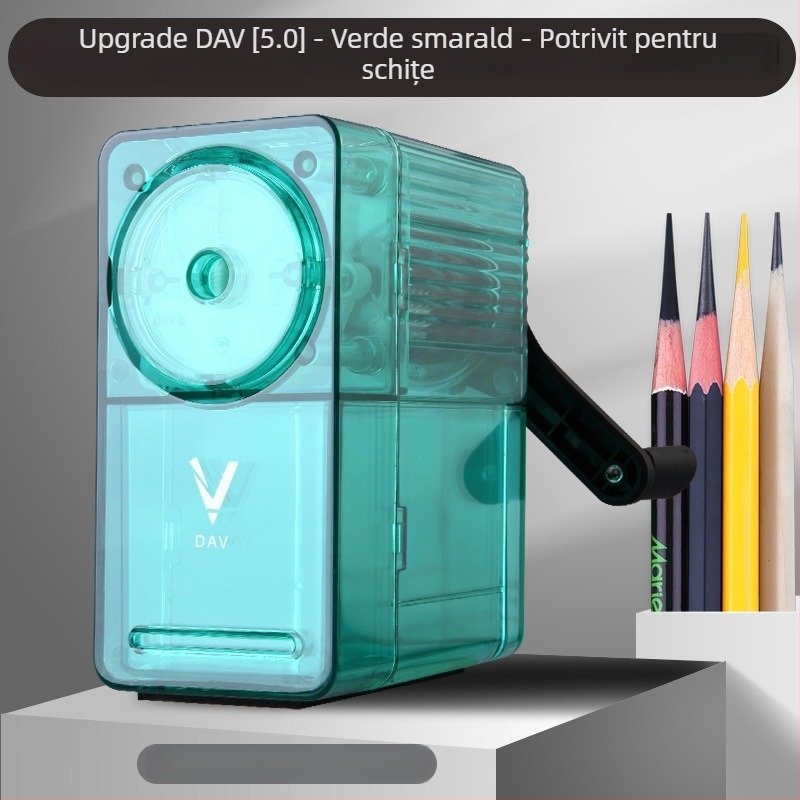 DAV V5V6 ascuțitor de creioane pentru studenții la artă – manual, din plastic, stil geometric, pentru creioane grafit și cărbune