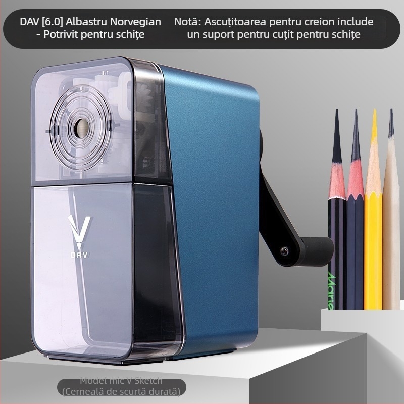 DAV V5V6 ascuțitor de creioane pentru studenții la artă – manual, din plastic, stil geometric, pentru creioane grafit și cărbune