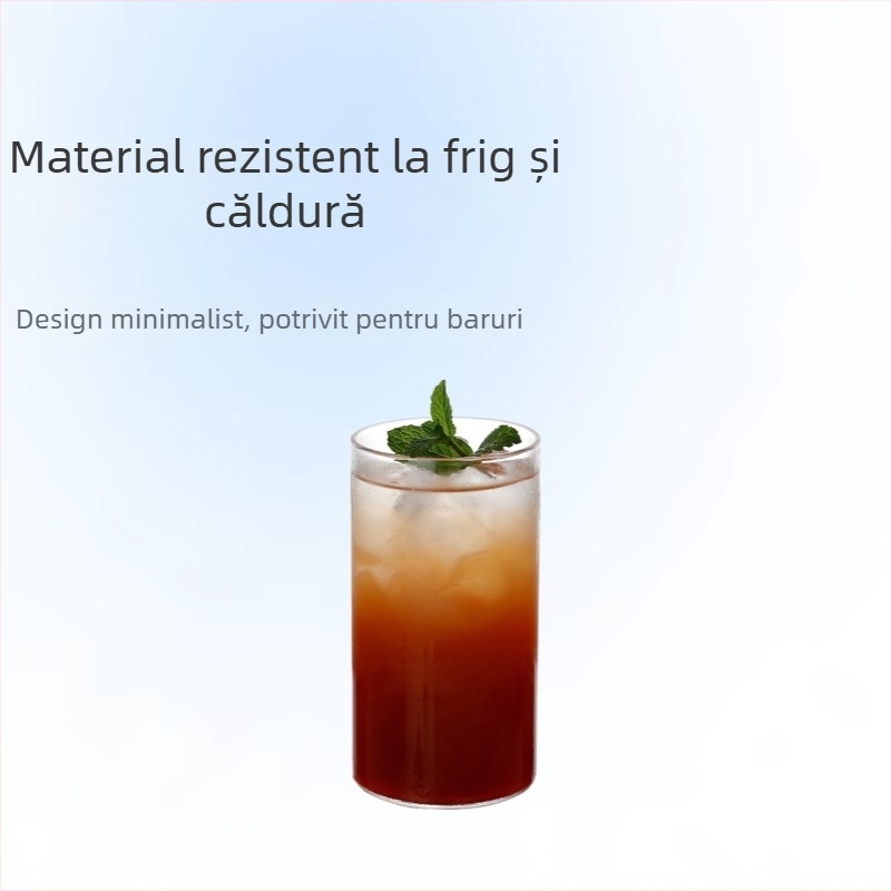 Pahar cilindric pentru cocktail, rezistent la temperaturi, din sticlă borosilicată, fabricat manual.