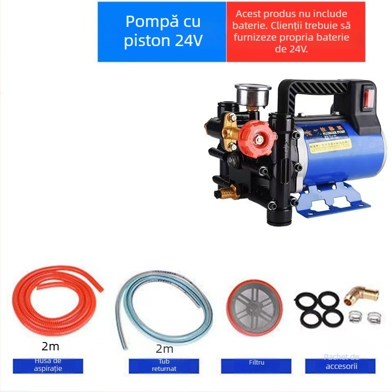 CS Pompă portabilă de înaltă presiune pentru pulverizator electric, cilindru dublu, 12/24/48/60/220V, debit 16 lb/min, protecția plantelor, garanție 1 an
