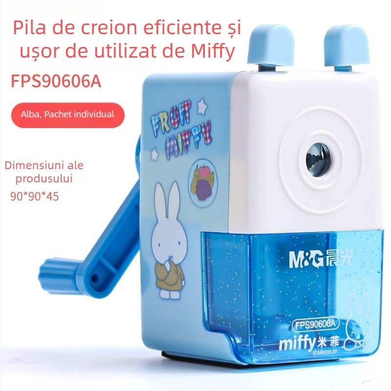 Ascuțitoare de creioane manuală – Miffy, Model 906e2 – Plastic, formă pătrată, 140 g