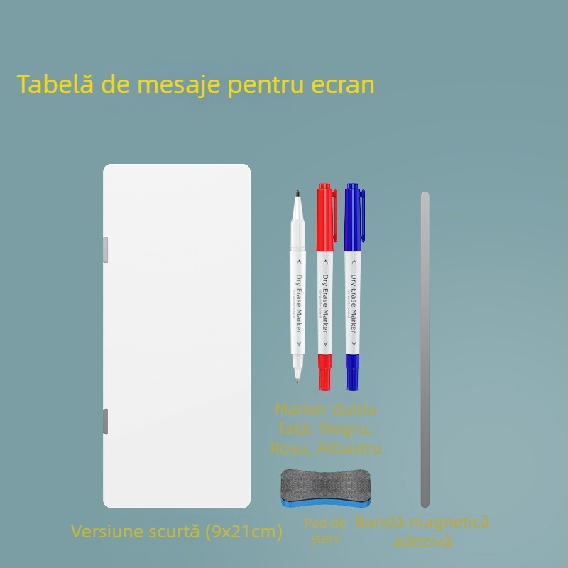 Tablă albă magnetică dublă față pentru monitor, cu note ștergibile
