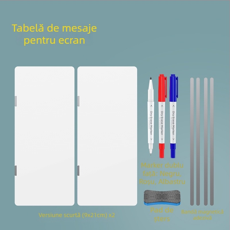 Tablă albă magnetică dublă față pentru monitor, cu note ștergibile