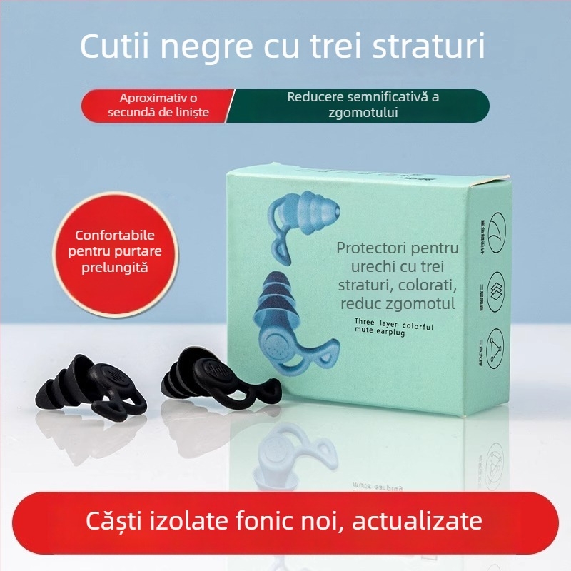 Protecție auditivă industrială din silicon - dopuri de urechi cu reducere a zgomotului până la 29 dB, material: silicon TPR, lavabile, cu cablu de conectare