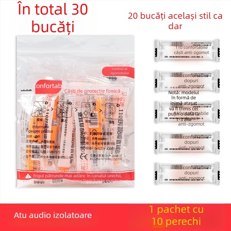 Protecție auditivă industrială din silicon - dopuri de urechi cu reducere a zgomotului până la 29 dB, material: silicon TPR, lavabile, cu cablu de conectare