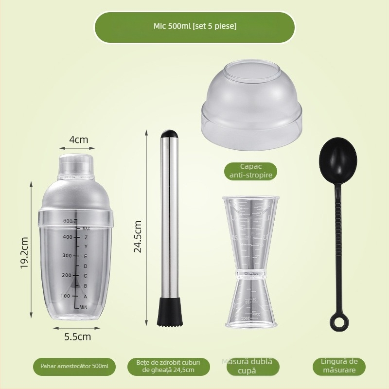 Set shaker pentru băuturi – 5 piese, material PC, stil modern simplu, brand Live well.
