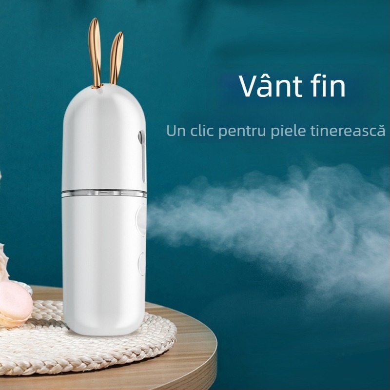 Dispozitiv de Hidratare Nano pentru Față — Umidificator cu Spray Rece Portabil, Pulverizator de Față USB, 1 Reglaj, Baterie încorporată 100–300 mAh, Ceață ≤10s, Potrivit pentru ochi uscați
