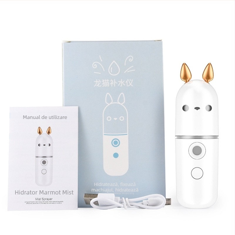 Dispozitiv de Hidratare Nano pentru Față — Umidificator cu Spray Rece Portabil, Pulverizator de Față USB, 1 Reglaj, Baterie încorporată 100–300 mAh, Ceață ≤10s, Potrivit pentru ochi uscați