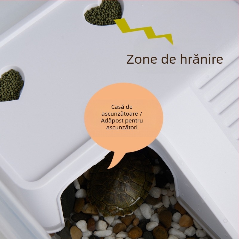 Platformă pentru țestoase pentru plajă la soare și escaladare – Material PP, peisaj cu mușchi, îmbunătățire a mediului ecologic, accesoriu decorativ