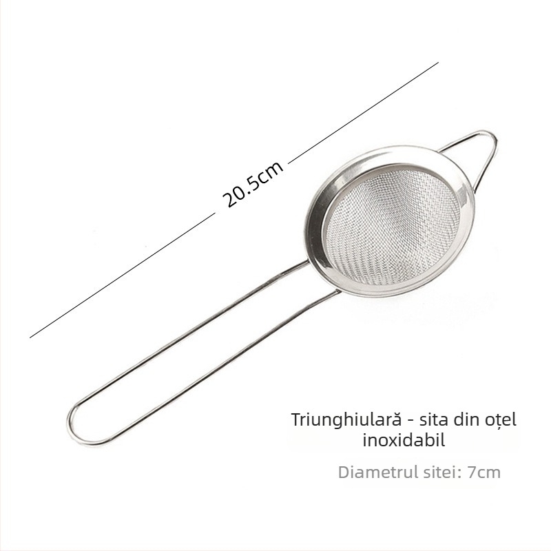 Filtru bar pentru cocktailuri cu plasă triunghiulară, dublu strat, din oțel inoxidabil