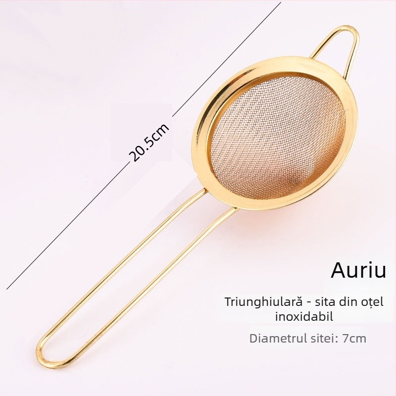Filtru bar pentru cocktailuri cu plasă triunghiulară, dublu strat, din oțel inoxidabil