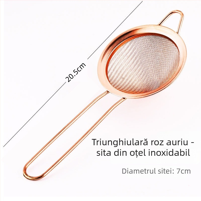Filtru bar pentru cocktailuri cu plasă triunghiulară, dublu strat, din oțel inoxidabil