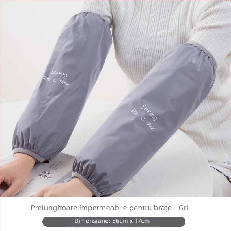 Manșete de protecție ușoare pentru femei, impermeabile și rezistente la ulei, manșete lungi de bucătărie pentru iarnă, negre PVC cu model cerb desen animat