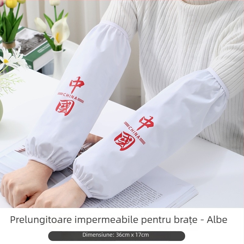 Manșete de protecție ușoare pentru femei, impermeabile și rezistente la ulei, manșete lungi de bucătărie pentru iarnă, negre PVC cu model cerb desen animat