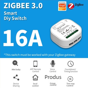 Qichip receptor Zigbee cu întrerupător Wi-Fi și panou de întrerupere autonom, telecomandă vocală, temporizator inteligent, AC 100–240V, 10A, 60×60 mm, Panou PC, 1.000.000 cicluri
