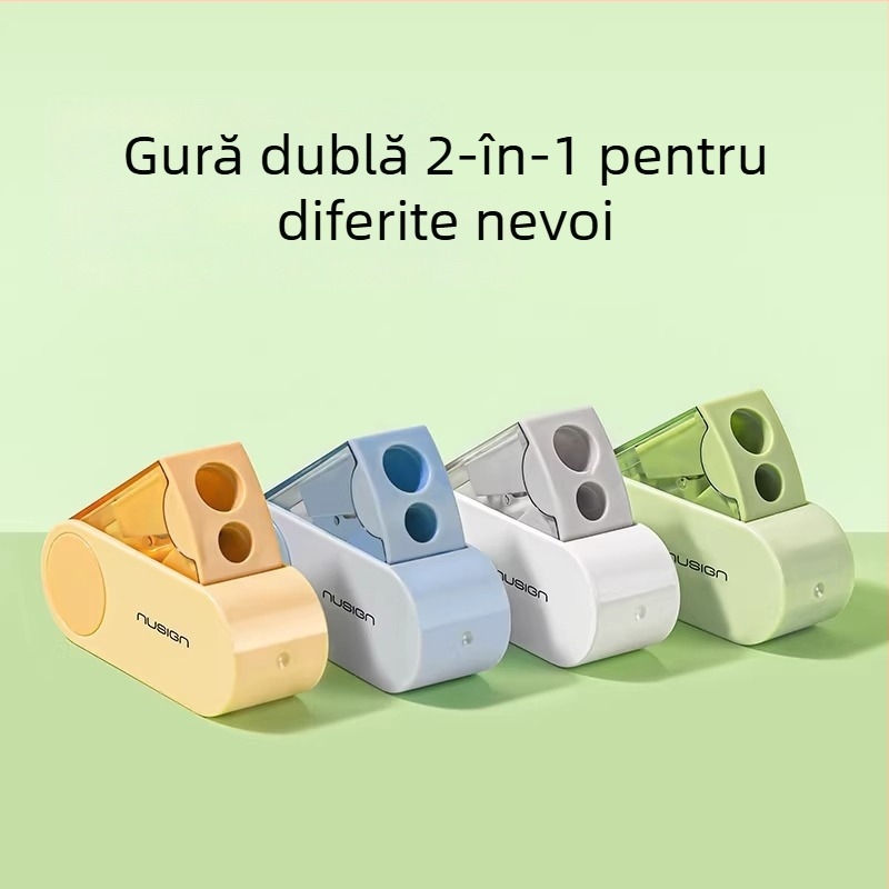 Ascuțitoare de creioane cu două găuri – manuală, din plastic, model NS074, fără energie electrică