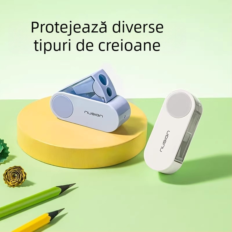 Ascuțitoare de creioane cu două găuri – manuală, din plastic, model NS074, fără energie electrică