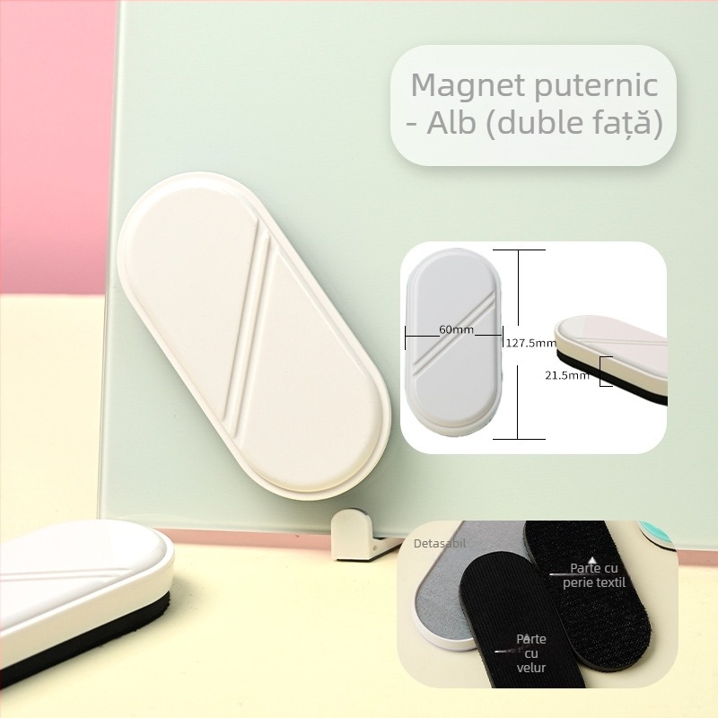 Radieră magnetică pentru tablă din sticlă, spate din plastic ecologic, suprafață din material catifelat, pachet unic